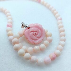 🐚 S925 Queen Conch "Carved" Rose Pendants